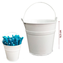 Cubo Blanco Pequeño Con Asa 1ud Mesa Dulce