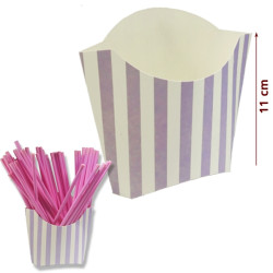 Cubo Cartón Rayas Lila 6uds para Mesa Chuches