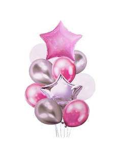 Conjunto 10 Globos Rosa y Plata
