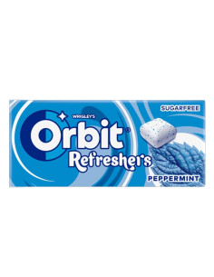 Chicles Orbit Refreshers Menta 16 cajitas de 7 chicles Sin Azúcar
