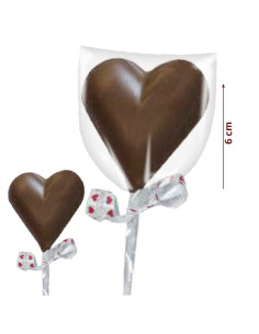 Piruleta Corazón Chocolate envuelto transparente 18uds Menudos Duendes