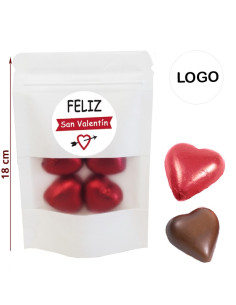 Bolsa Cartón Blanco 4 Bombones Corazón Personalizada