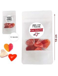 Bolsa chuches corazón personalizada 70gr