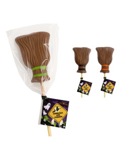Piruleta de Chocolate Escoba de Bruja Halloween 30g 18uds M.Duendes