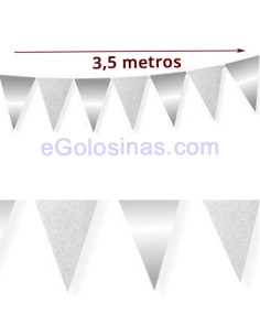 GUIRNALDA BANDERIN LISO PLATEADO 3.5mts